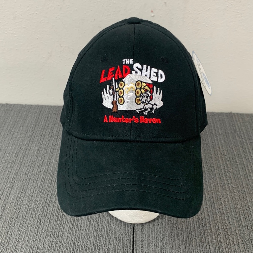 The Lead Shed A Hunter's Haven Fitted Hat Mens Size L/XL Black Cap America Golf